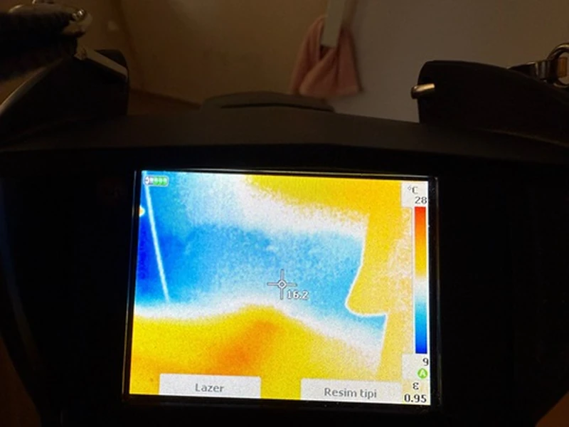 Siteler'de su kaçağı tespiti yaparken kullandığımız termal kameramız, kırmadan cihazlı su kaçağı tespitinde bir numara